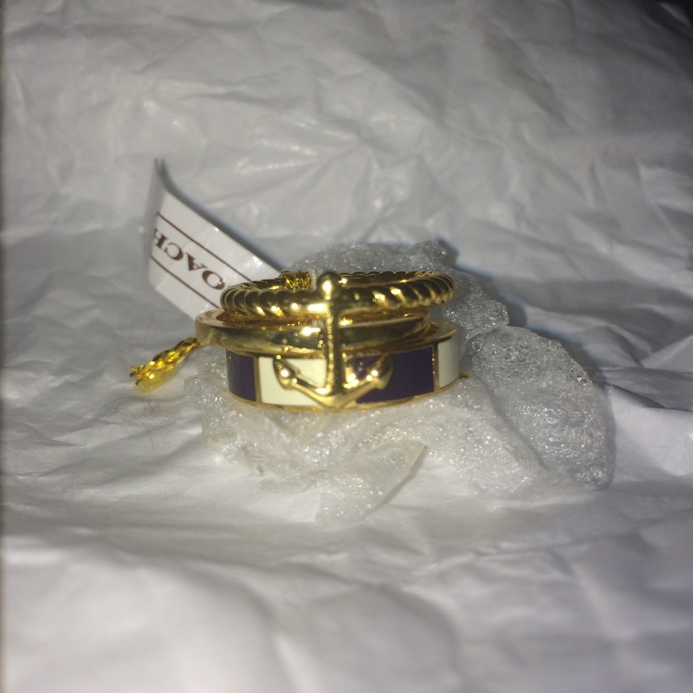 Coach Nautical Anchor Stacking Ring Set Size 7 NWT