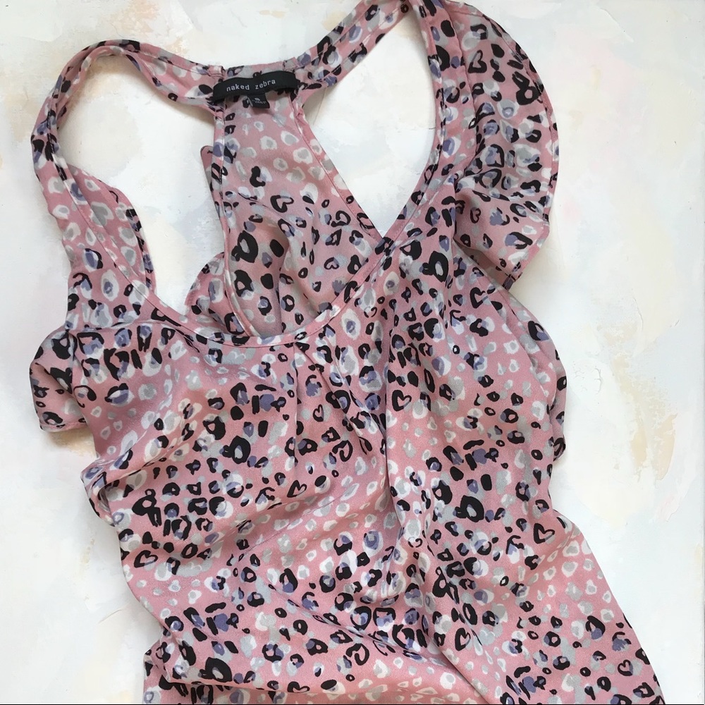 Pink Leopard Ruffle Tank