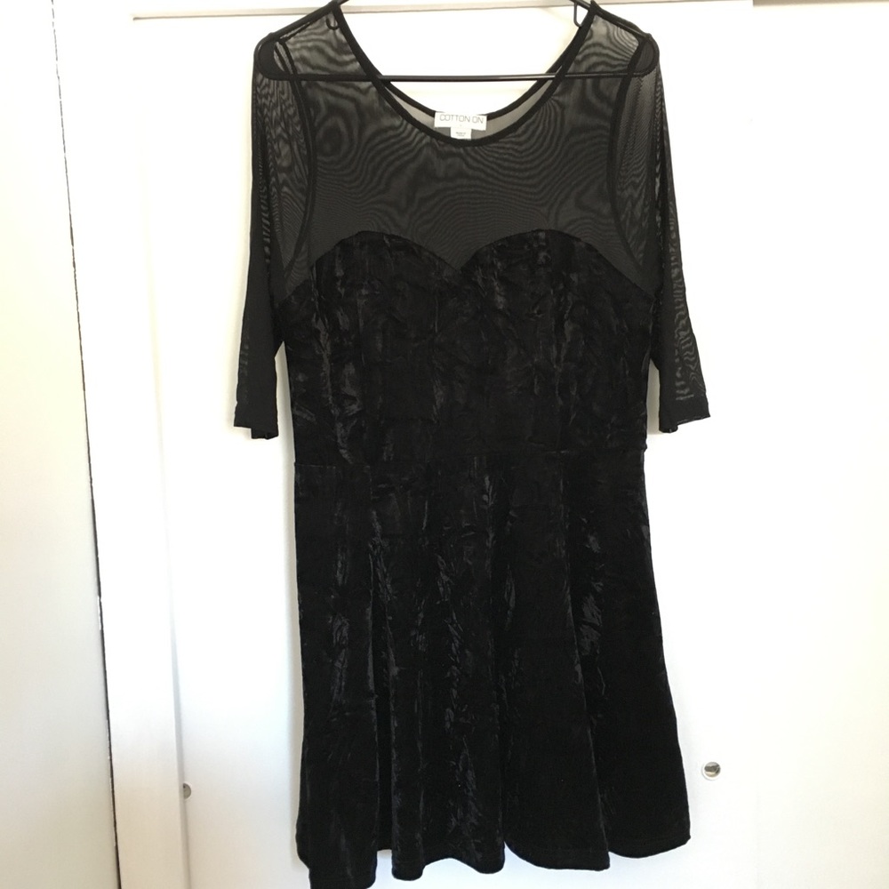 Cotton On black velvet skater dress