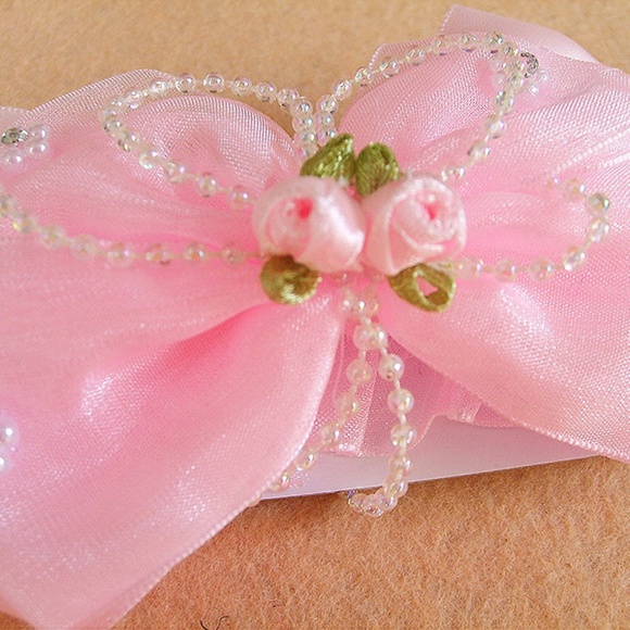 🔴 5/$15 Kids Pink Lace Bow Headband - Picture 3 of 3