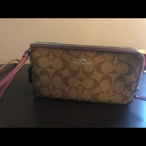 Purple and tan coach Wallet/ wristlet