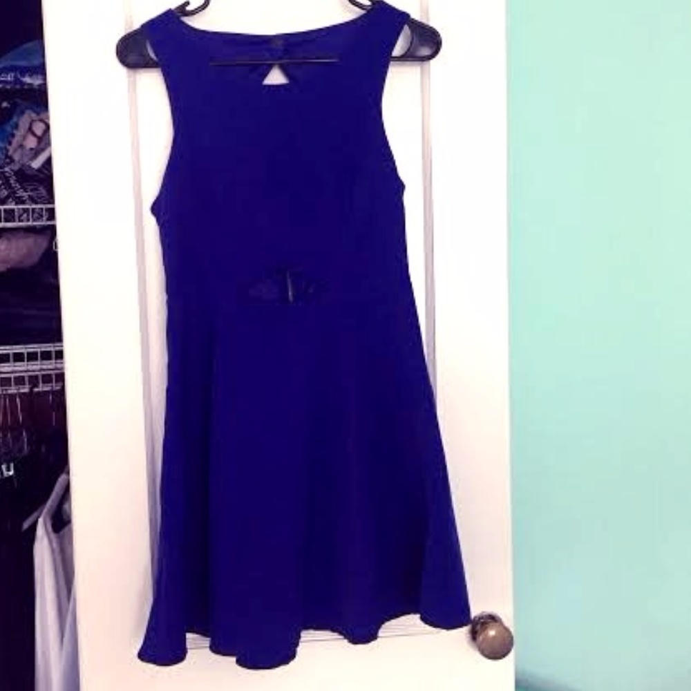 Sparkle and Fade Blue Front Cutout Dress