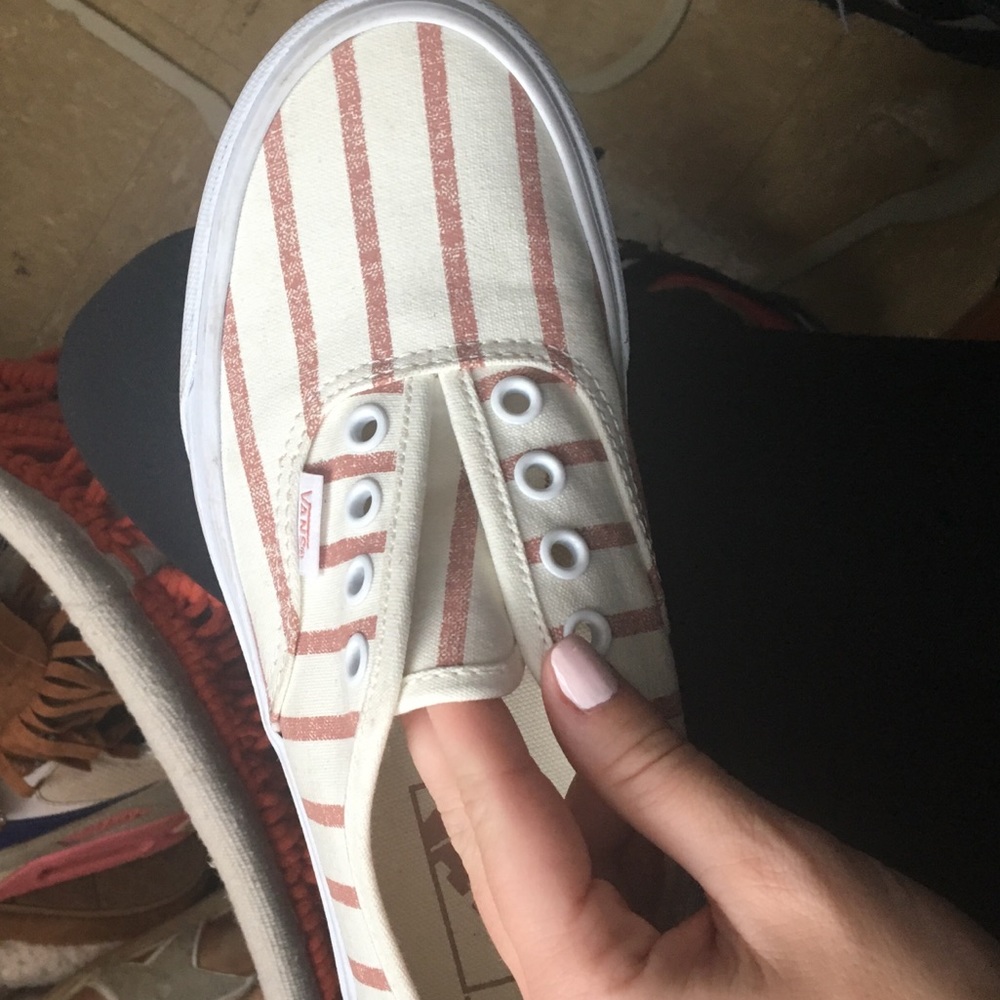 White and light red original vans