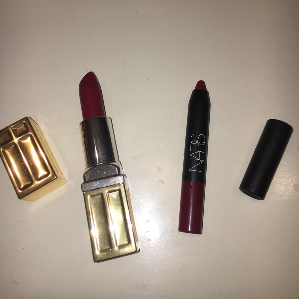 Elizabeth Arden and Nars red lipstick & lip crayon