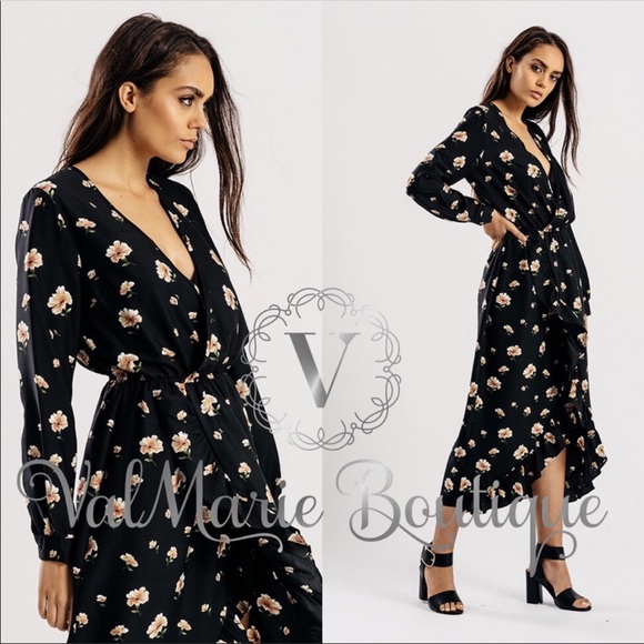 Surplice Floral Midi Dress - Picture 3 of 6