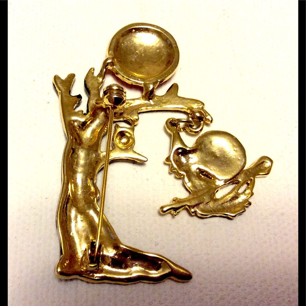 Witch  Moon Owl Halloween Pin Vintage - Picture 4 of 4