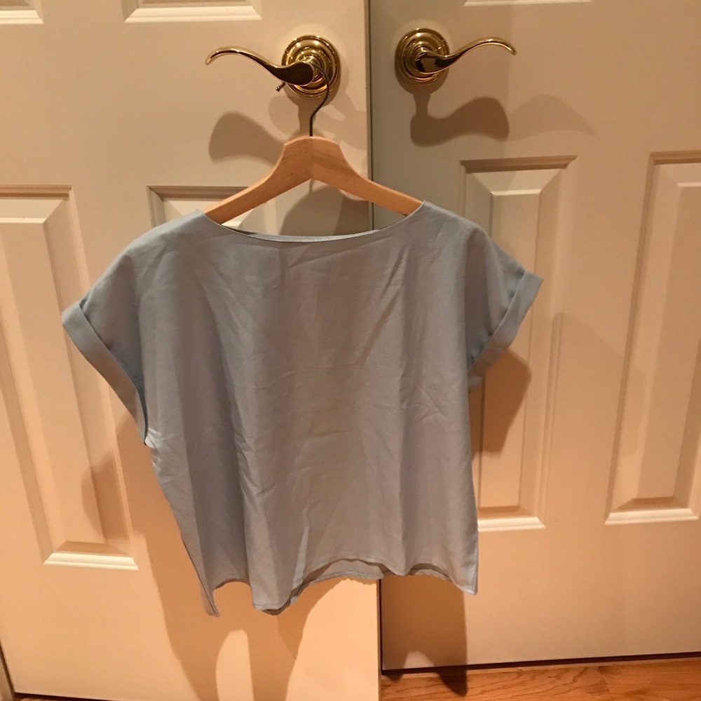 Powder blue short sleeve blouse