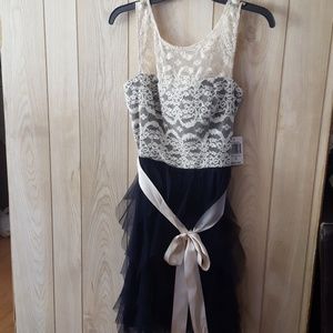 Navy Blue/ Cream colored homecoming dress