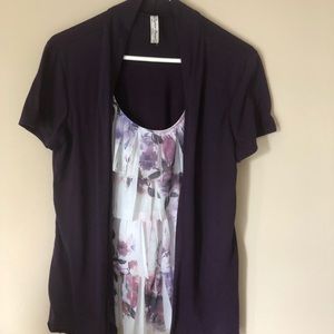Flattering Purple And Floral Layered Top