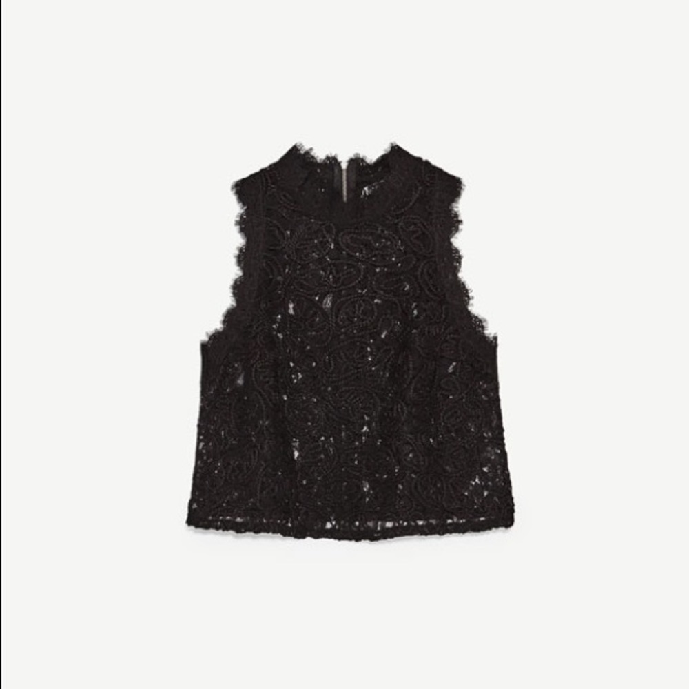 Zara black lace crop top