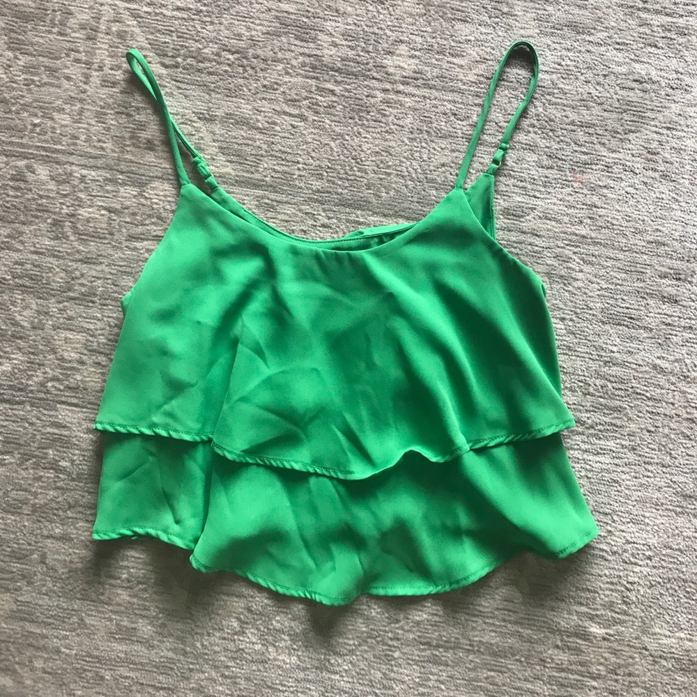 Kelly Green layered Crop top