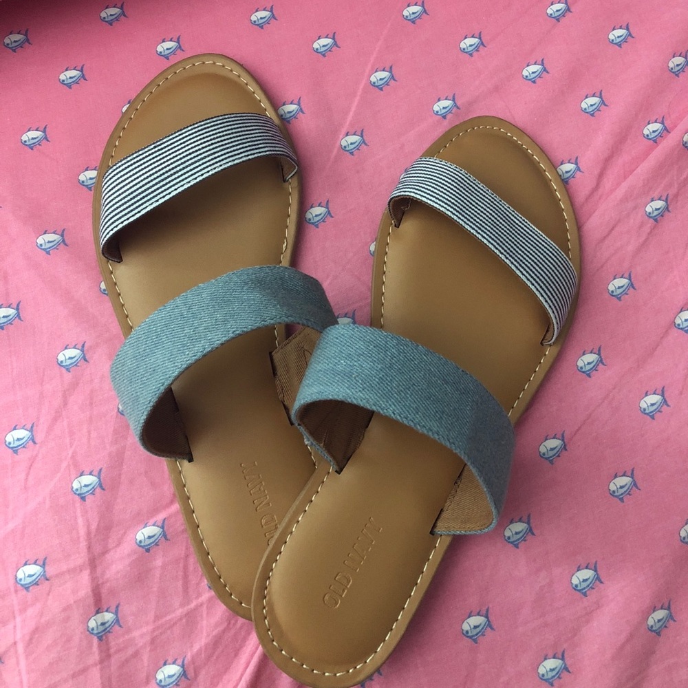 Old navy blue jean sandals