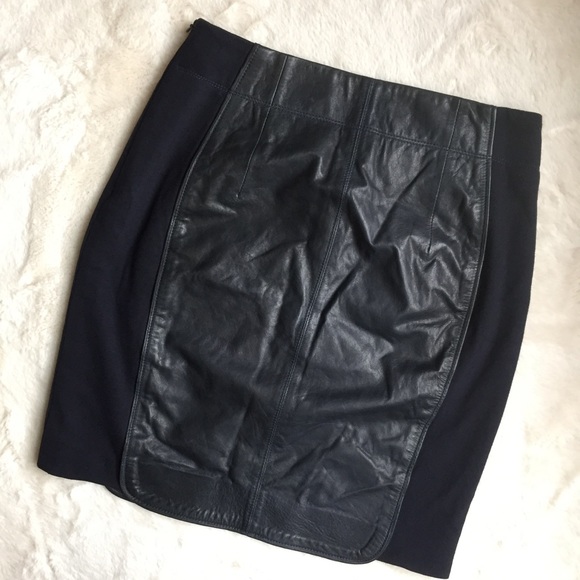 O'2nd for Barney's Sheep Leather Navy Panel Skirt - Picture 2 of 8