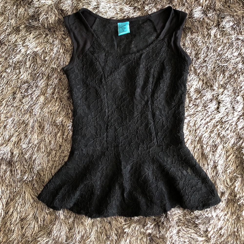 Black fit flare lace top