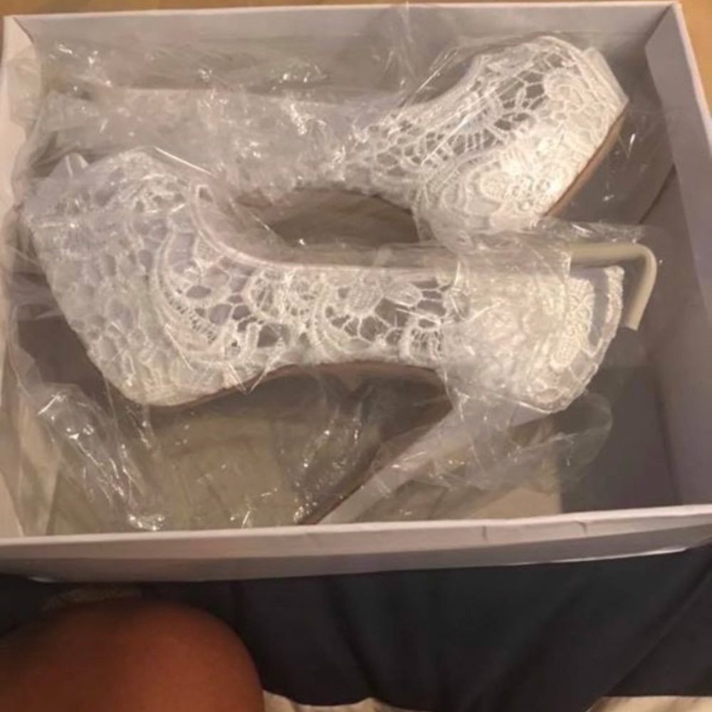 White wedding heels
