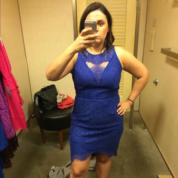 Royal Blue Lace Cocktail Dress - Picture 5 of 5
