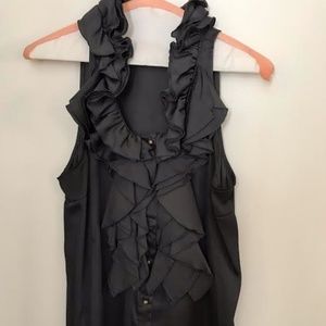 Charcoal Grey Ruffle Blouse