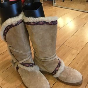 Jimmy choo suede and fur boots
