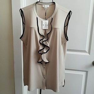 Calvin Klein ruffled front sleeveless top