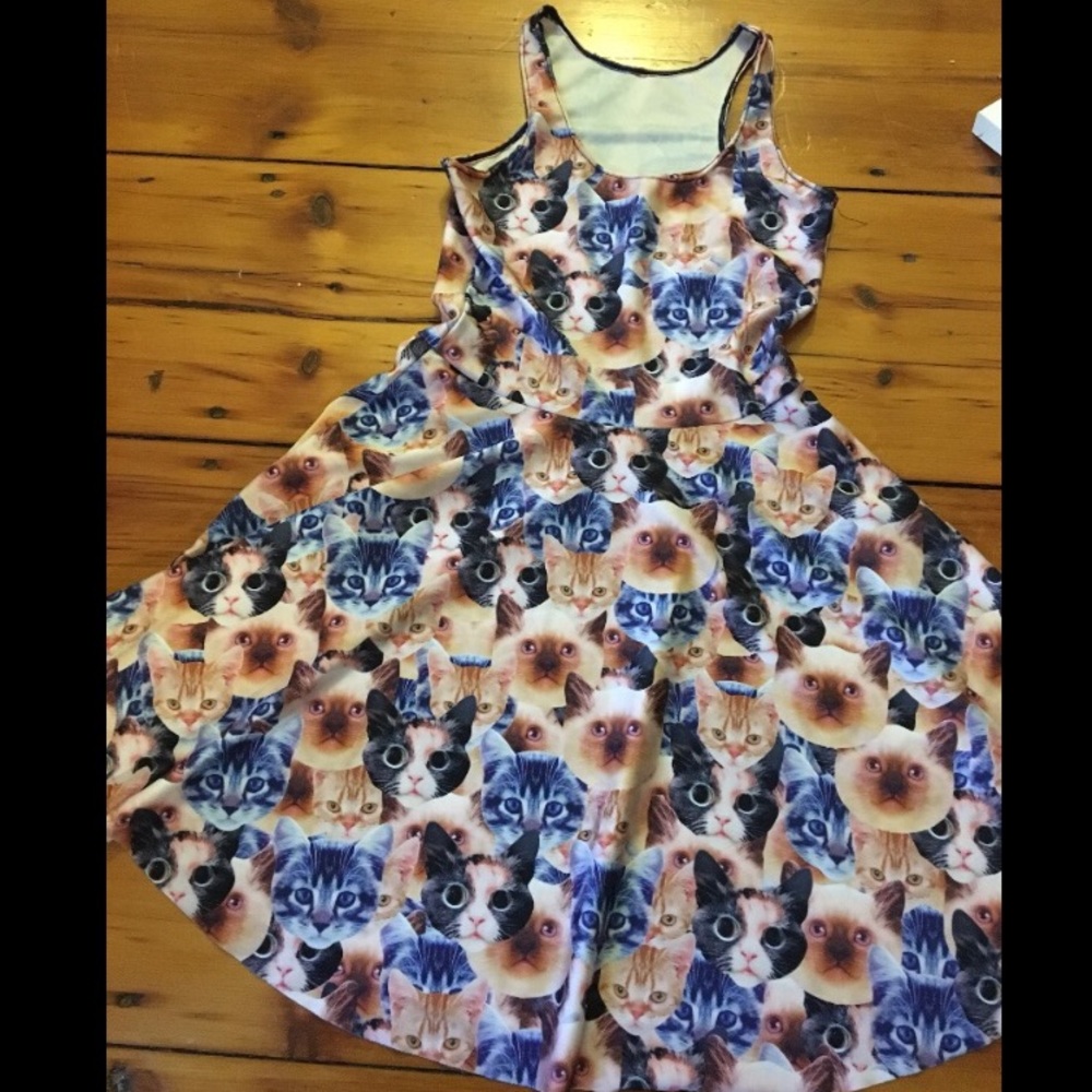 Fun cat print skater dress