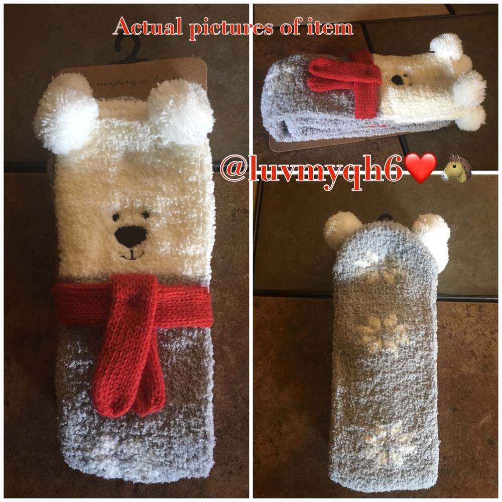 Polar Bear Fuzzy Socks Last 1!🎉HP🎉 - Picture 2 of 3