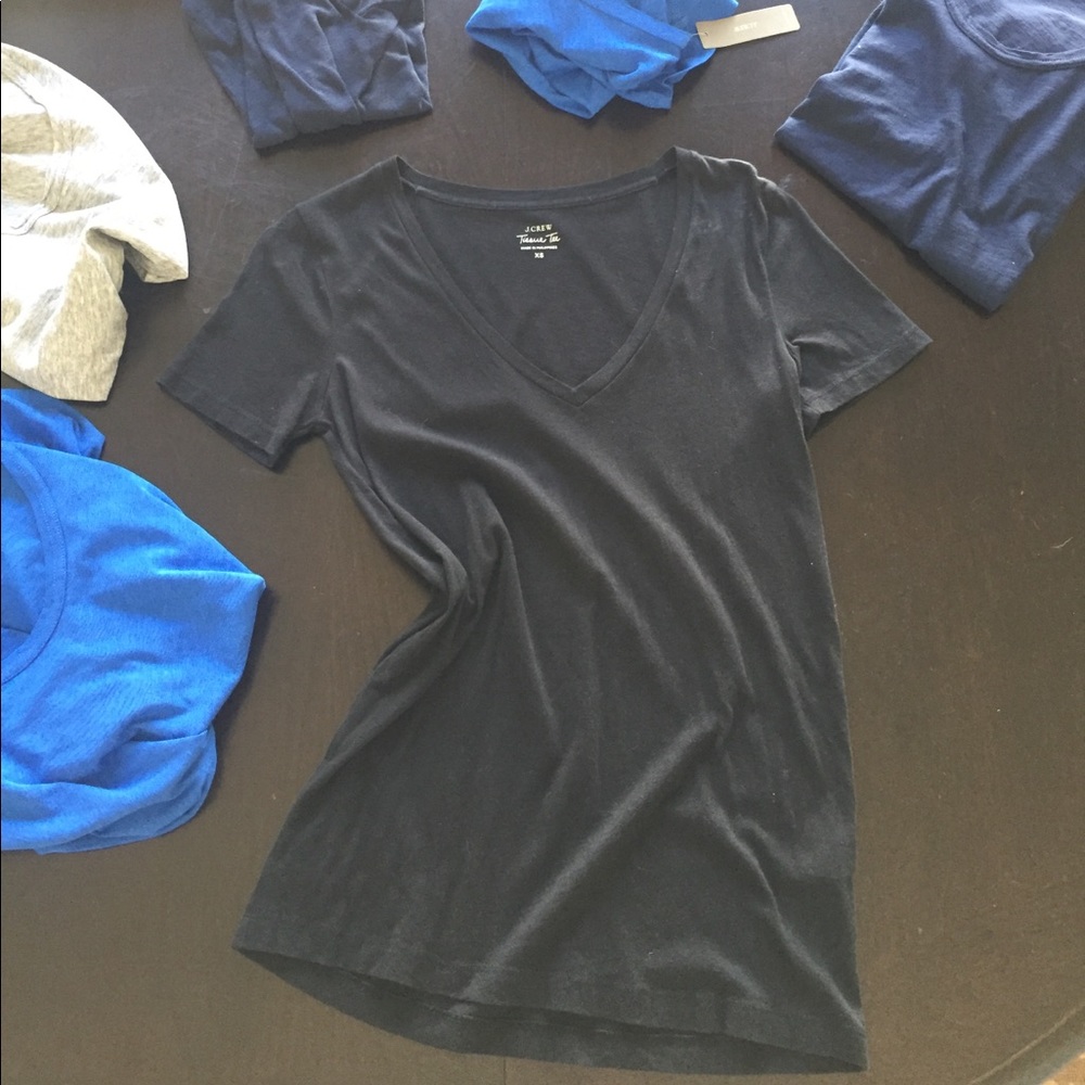 J CREW black tissue tee v-neck NWOT