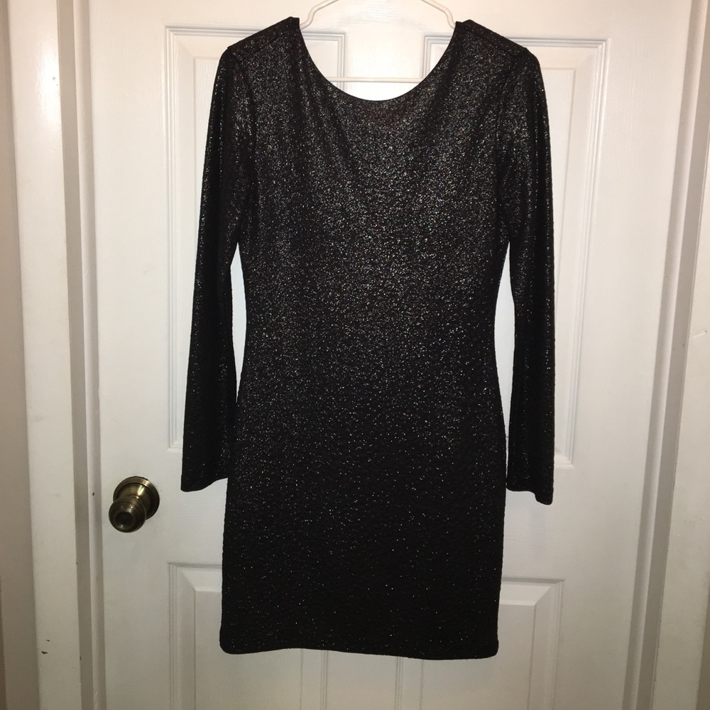 Black metallic scoop back dress sz Small