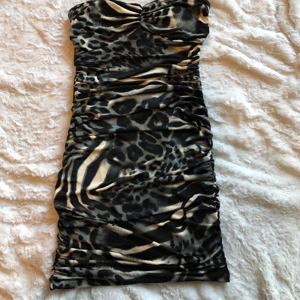 ONE DAY SALE only! Strapless Snow Leopard dress