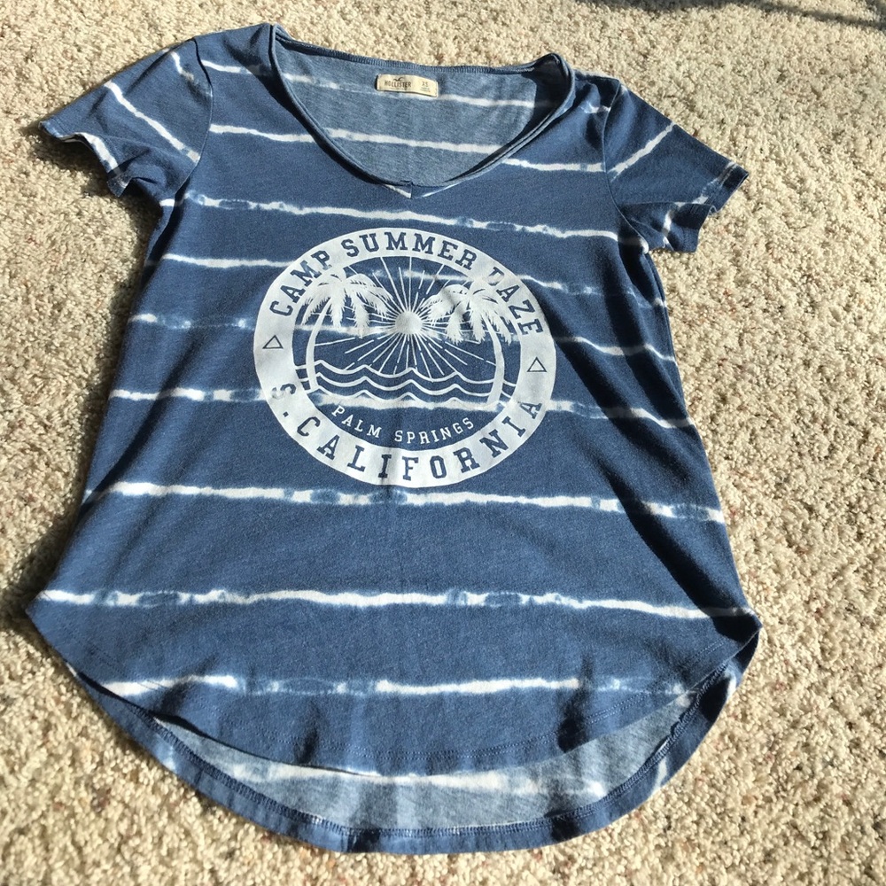 Blue tie-dye striped hollister tee