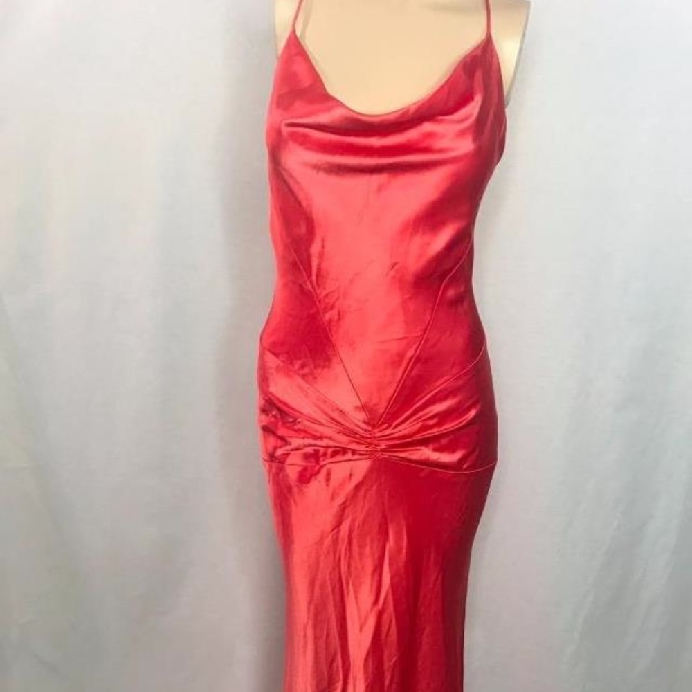 Cache Coral Orange Mermaid Tail Gown size 4