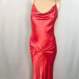 Cache Coral Orange Mermaid Tail Gown size 4