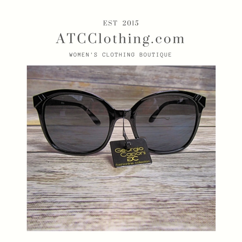 Black Rounded Square Black Tinted Sunglasses