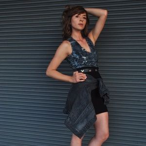 Versace Gray sequined top