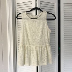 Cream banana republic, lace Peplum top