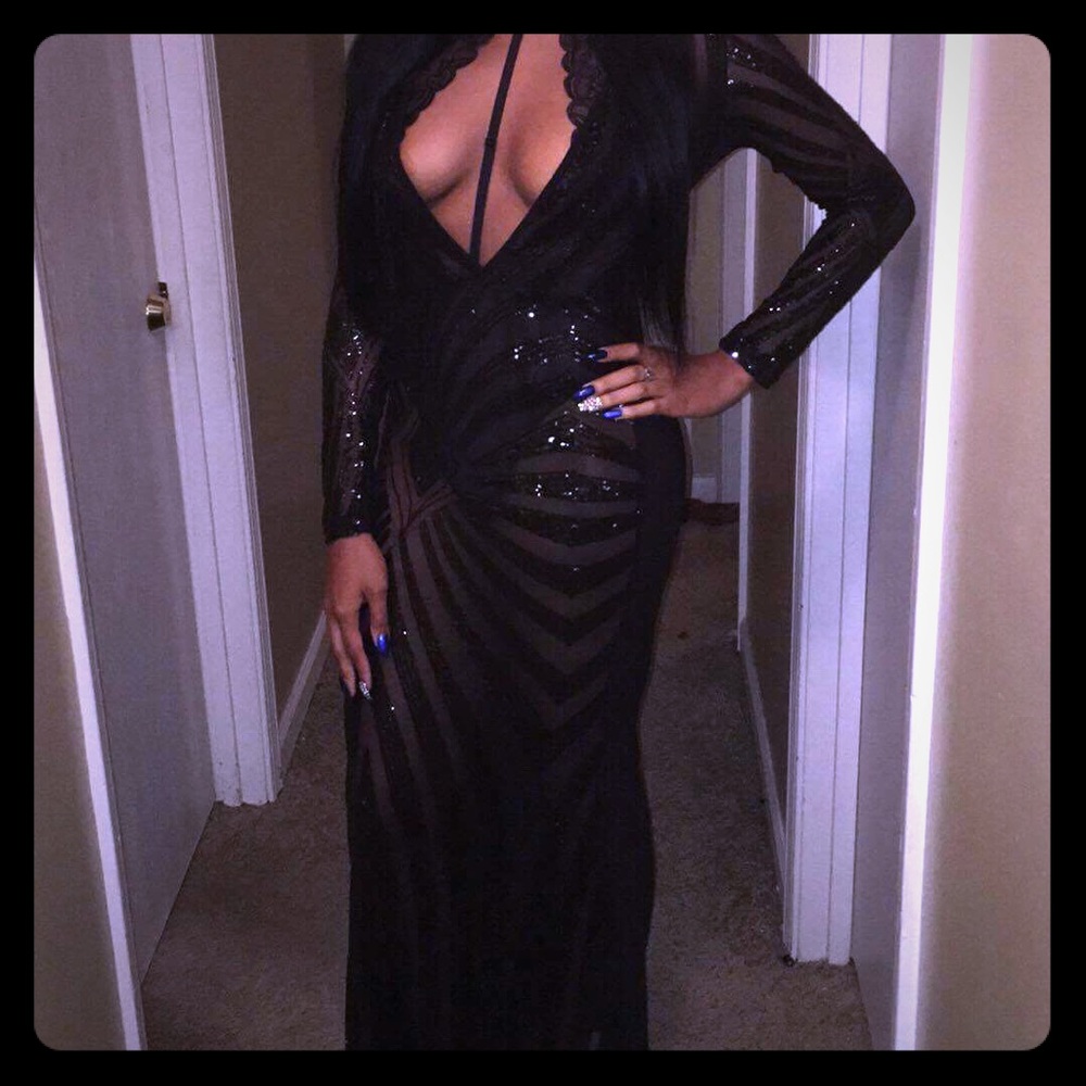 Black dress long sleeve dress sequin dress