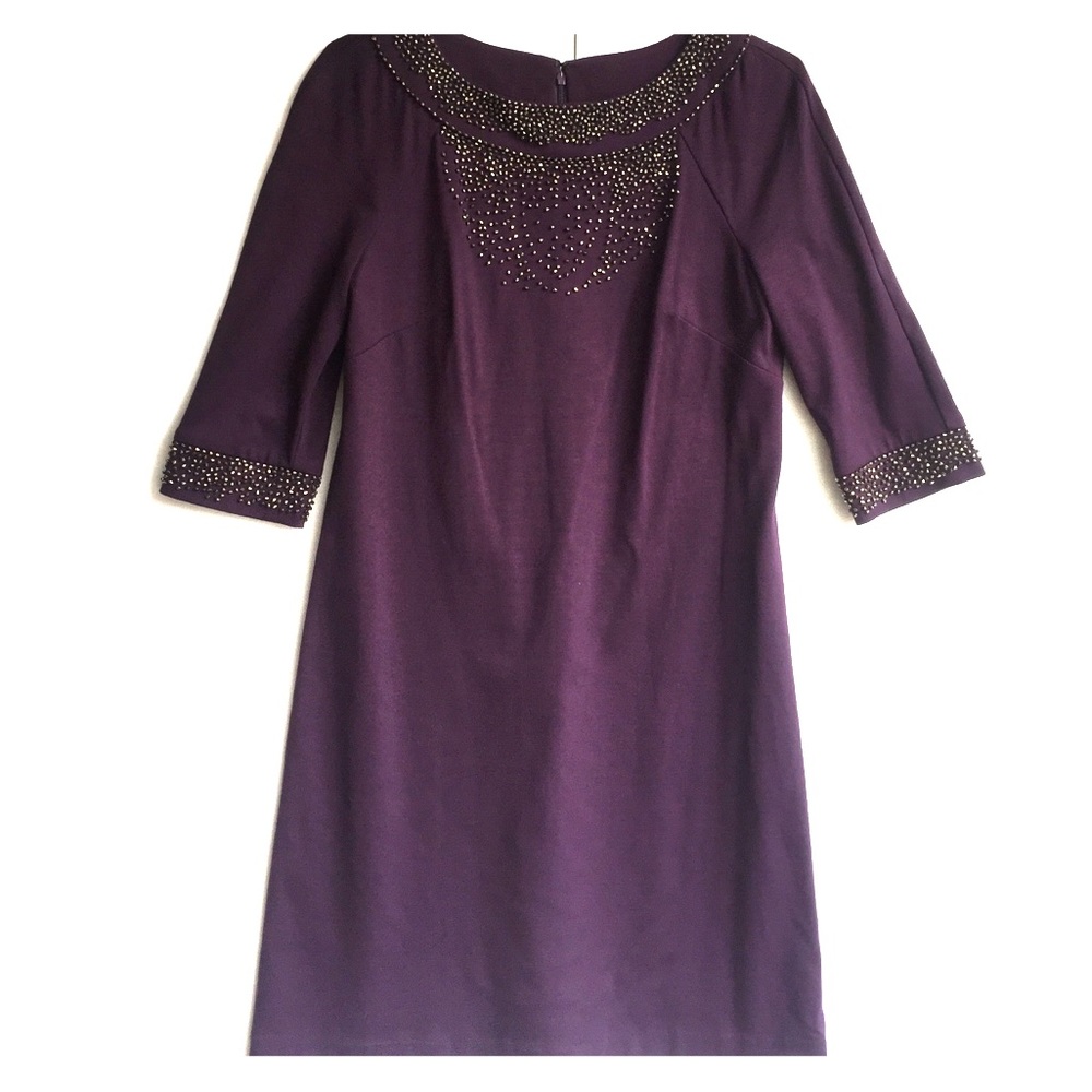 Chetta B Size 10 Purple shift Dress with Beads