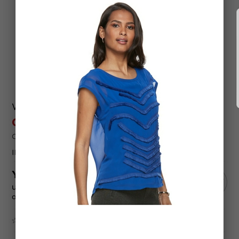 Blue fringe blouse size M