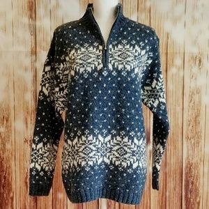 STUDIO WORKS Wool Blend Half Zip Snowflake Sweater