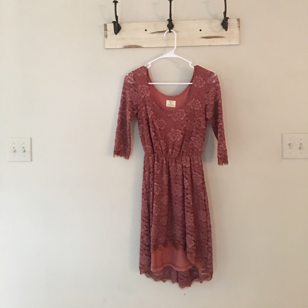 Urban outfitters high-low lace dress blush