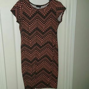 Pink and black Aztec print dress