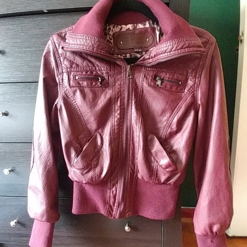 Leather bomber jacket