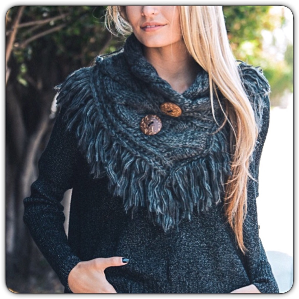 SOFT Chic Gray Neck Shoulder Warmer Scarf - Picture 5 of 8