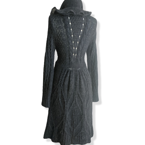 Wearable Art! Charcoal gray, textured wool & mohair long cardigan coat NWOT - Picture 4 of 9