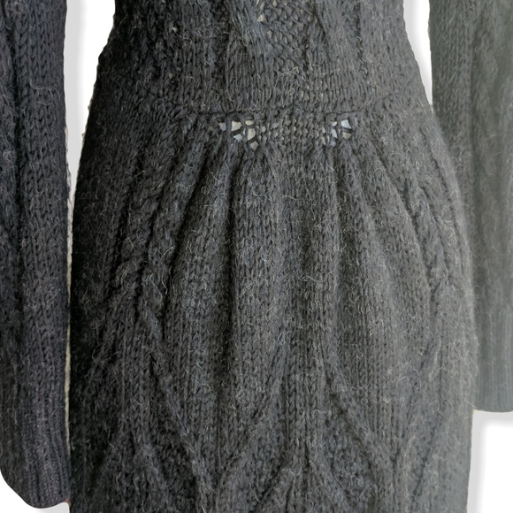 Wearable Art! Charcoal gray, textured wool & mohair long cardigan coat NWOT - Picture 7 of 9