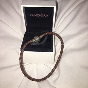 Pandora brown single braided leather bracelet