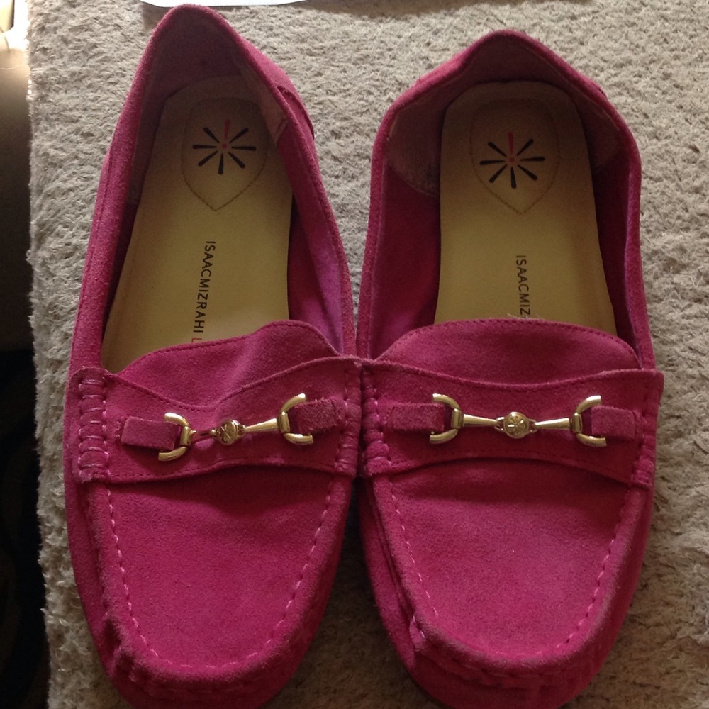 SOLD! Isaac Mizrahi pink suede loafers size 11 W