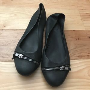 J.Crew black leather flats