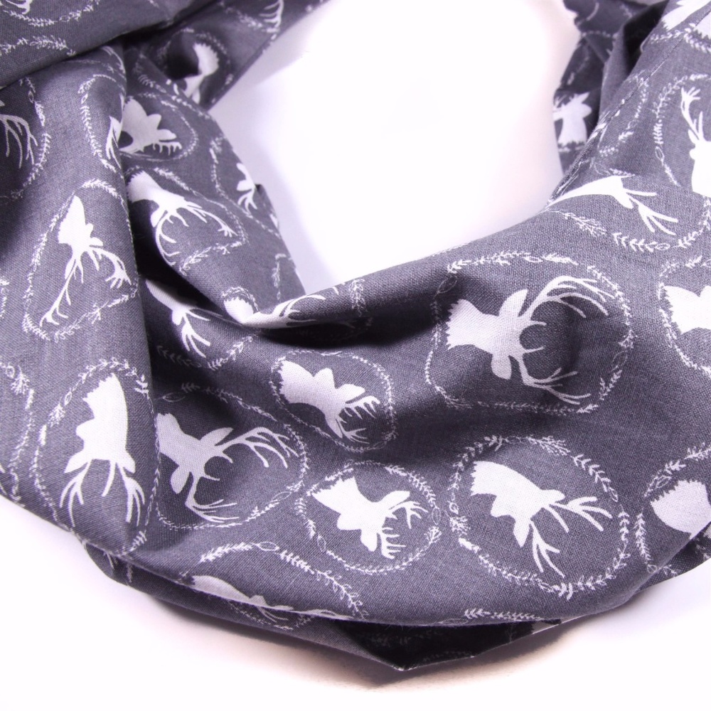 Infinity Scarf Christmas Deer 100% Cotton