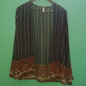 Sheer Paisley Print Open Jacket Coverup XL