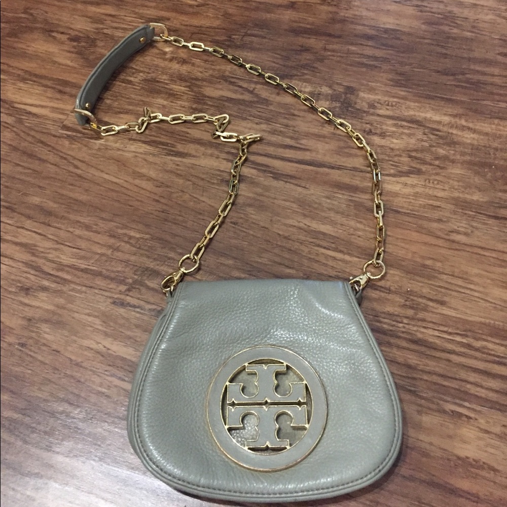 Grey Pebble Leather Tory Burch Crossbody
